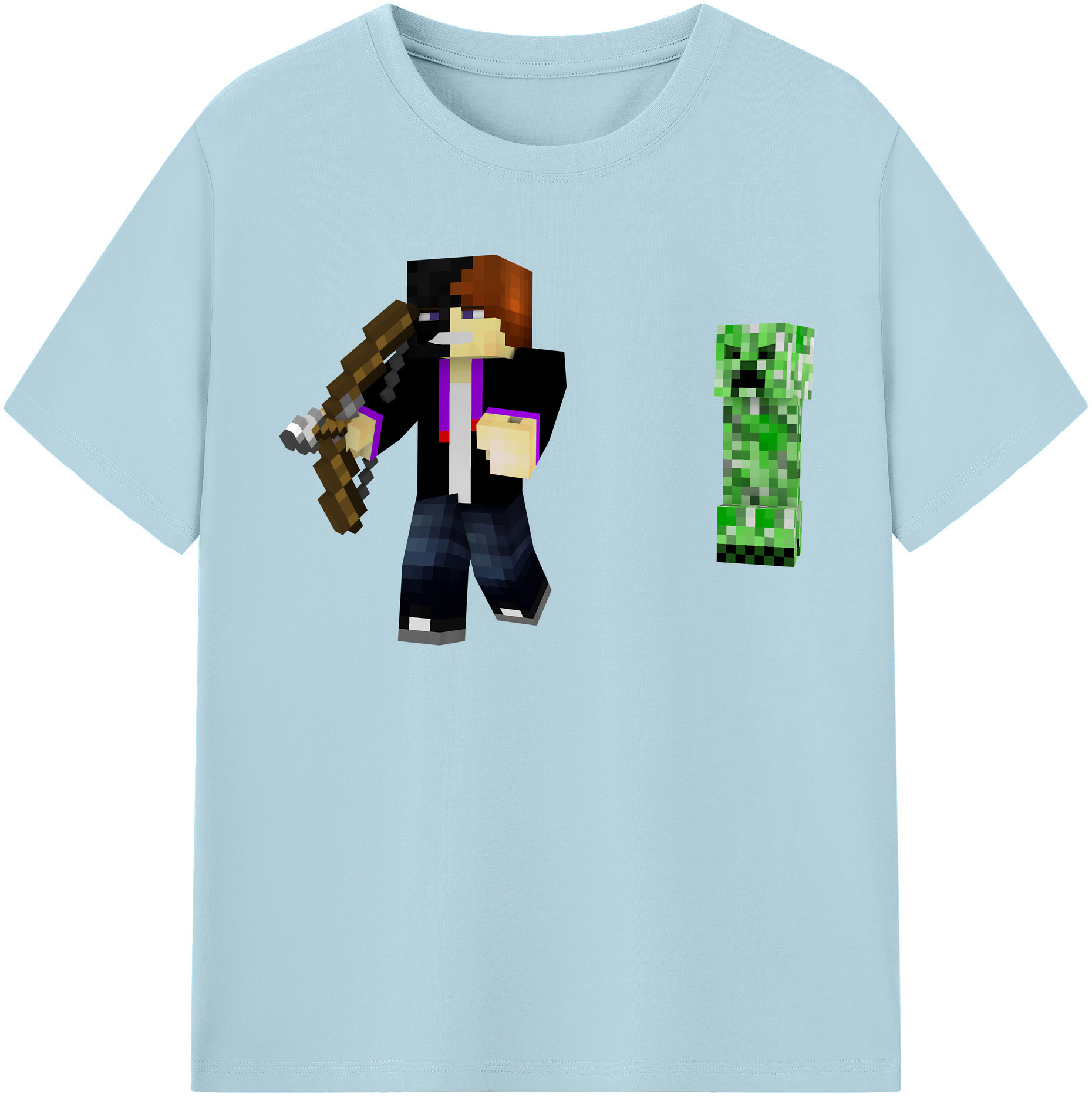 （画像用） マインクラフト ブロックの世界 Minecraft MC Block world 綿100％半袖Tシャツ（フロントプリント）